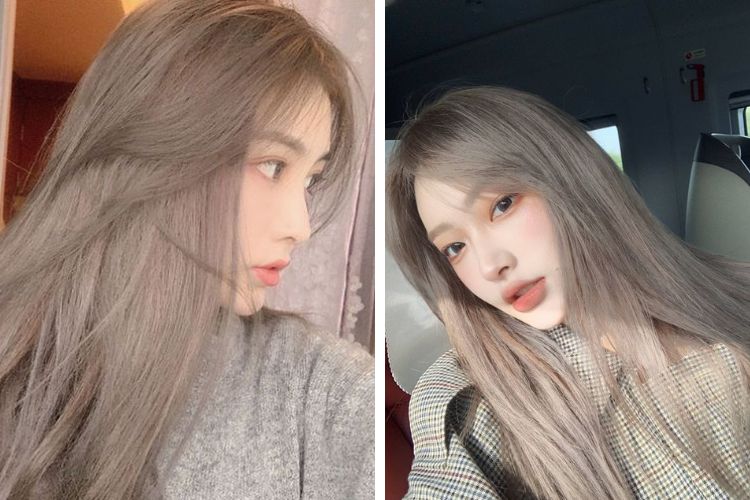 tóc duỗi thẳng màu Ombre nâu khói