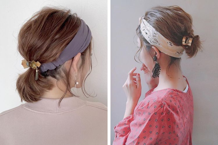 Buộc tóc kết hợp với băng đô