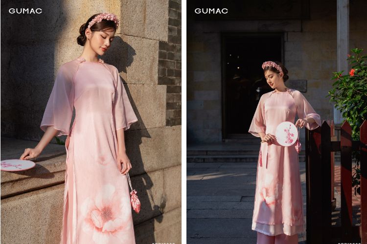 Mẫu áo dài cổ tròn đơn giản