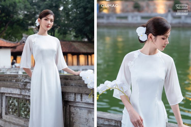 Áo dài màu trắng trơn basic