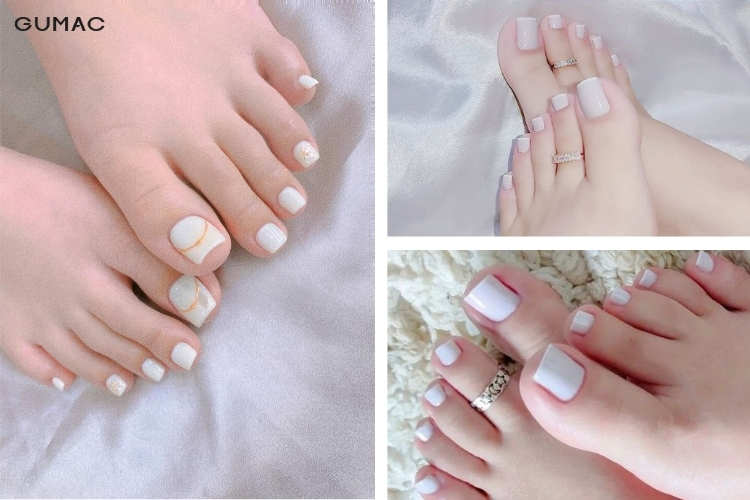 cac mau nail chan mau trang sua dep