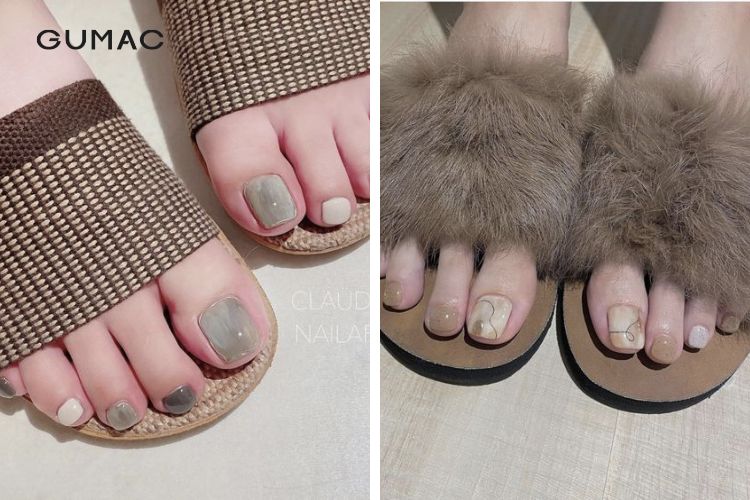 kieu nail chan ombre loang mau sanh dieu