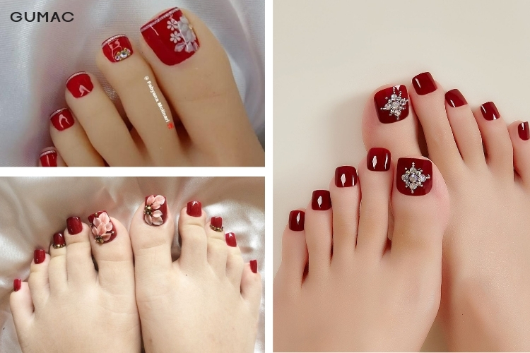 cac mau nail chan dep cho co dau