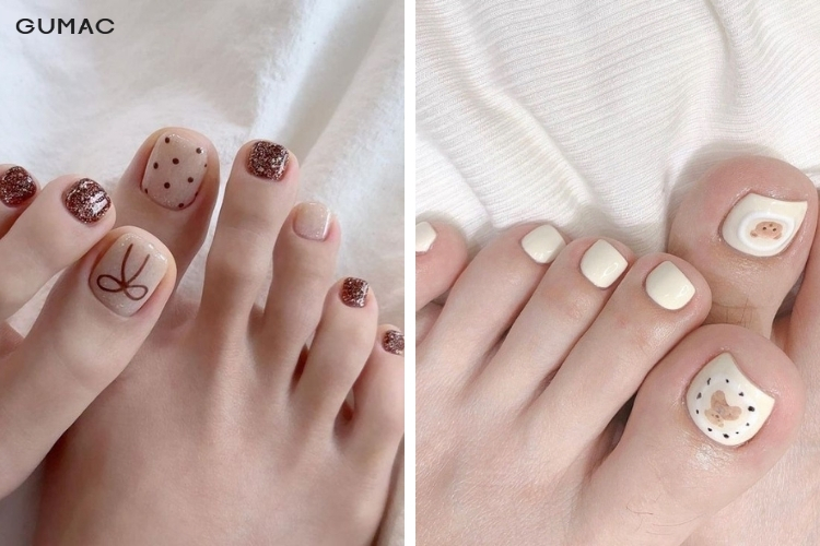 mau nail chan han quoc nhe nhang