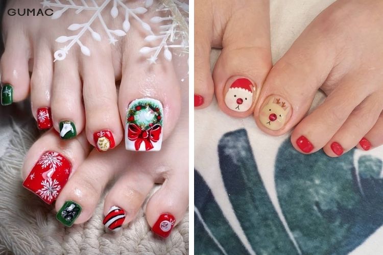  mau nail chan dep choi noel