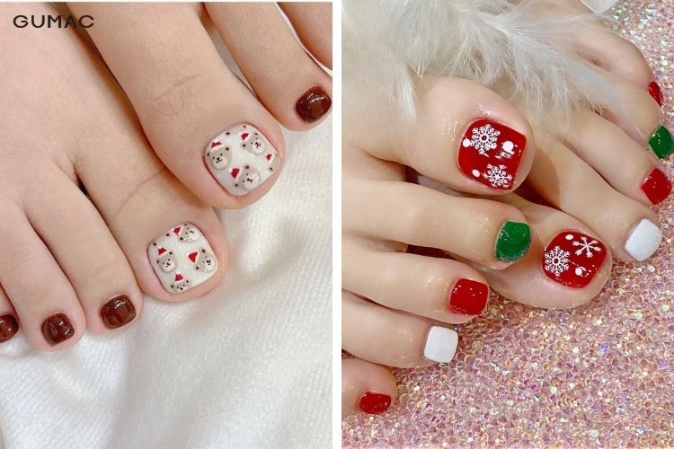 mau nail chan noel xinh xan