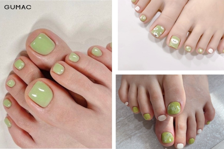 mau nail chan xanh bo