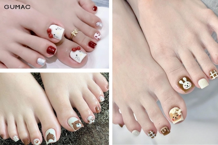 mau nail mong chan dinh charm con vat