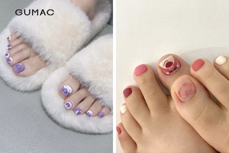 nhung mau nail chan hoa tiet de thuong