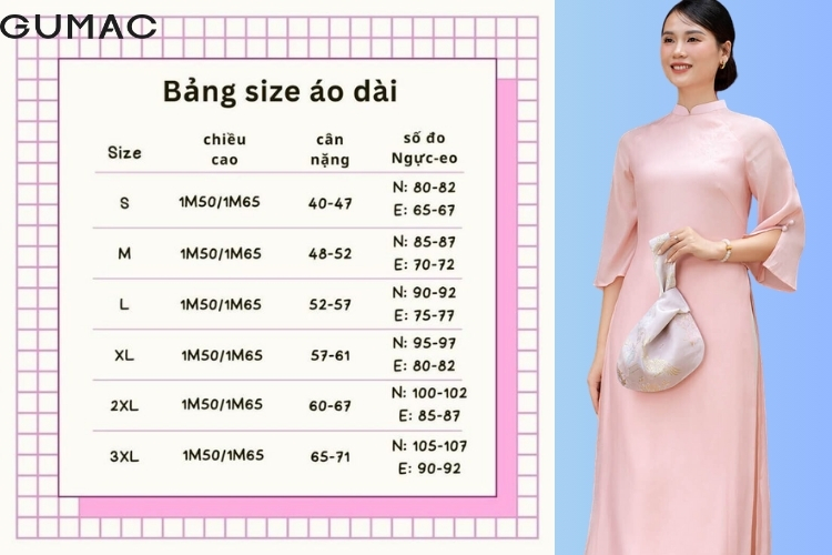 bang size ao dai nu