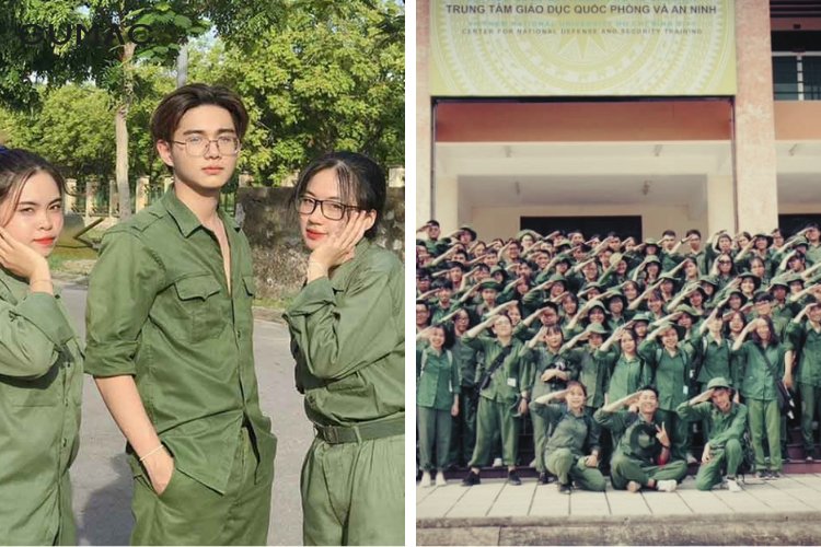 Chụp ảnh với áo trang phục quân đội