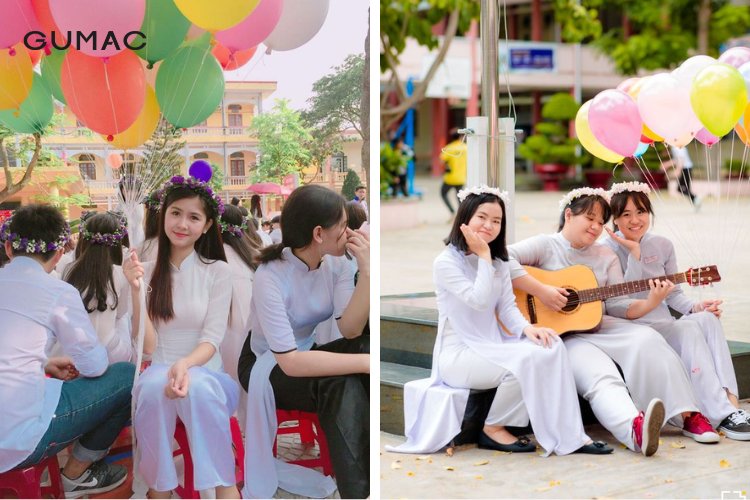 Chụp ảnh kỷ yếu với bóng bay