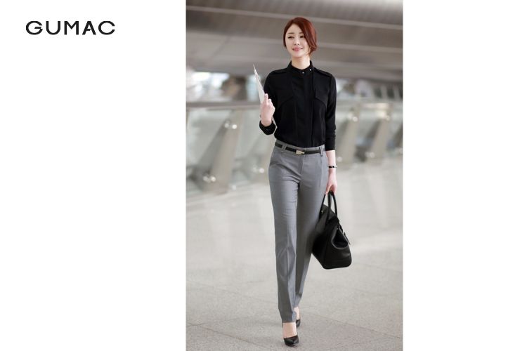 Áo sơ mi phối quần tây công sở kèm thắt lưng