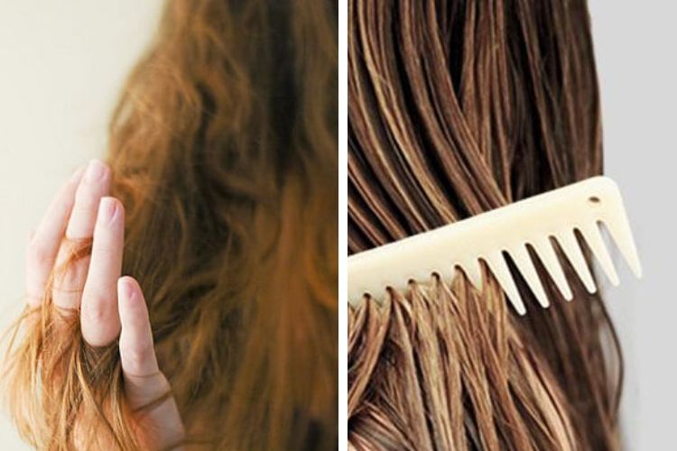 Dùng tay hoặc lượt có răng rộng chải đầu
