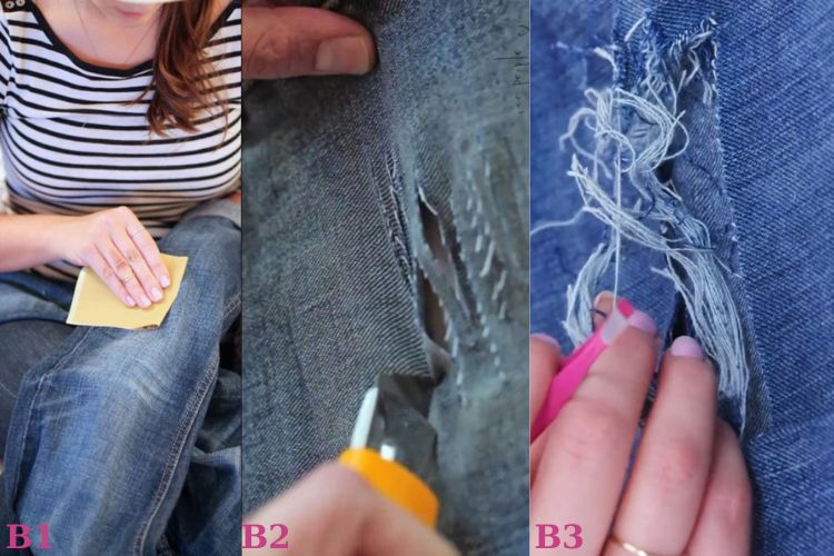 các bước làm rách quần jean tại nhà