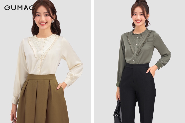 style ao so mi tay phong oversize