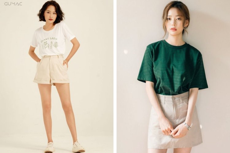 Kết hợp áo thun cùng quần short