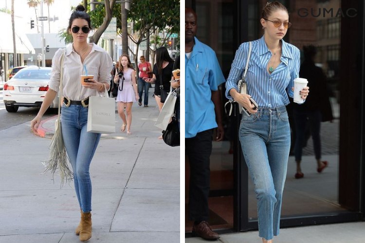 Mix áo sơ mi cùng quần jean skinny