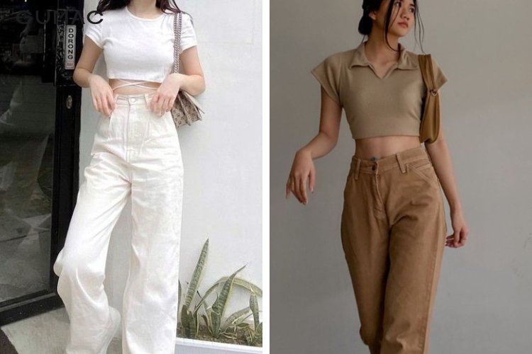 Phối quần cạp cao cùng áo croptop