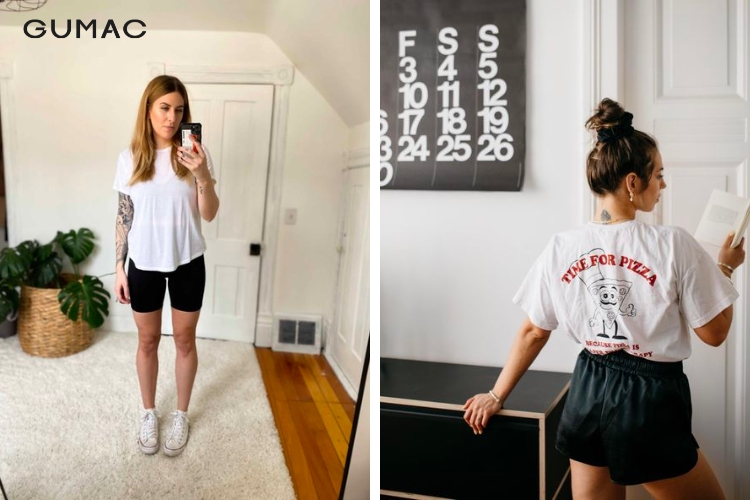 Áo phông mix cùng quần short