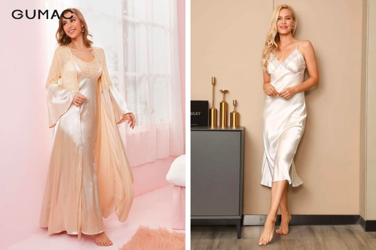 Đầm hai dây lụa xẻ tà tôn lên nét quyến rũ