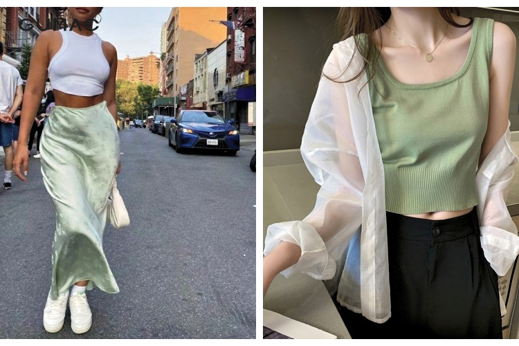 Phối chân váy với áo ba lỗ croptop chuẩn phong cách thời trang
