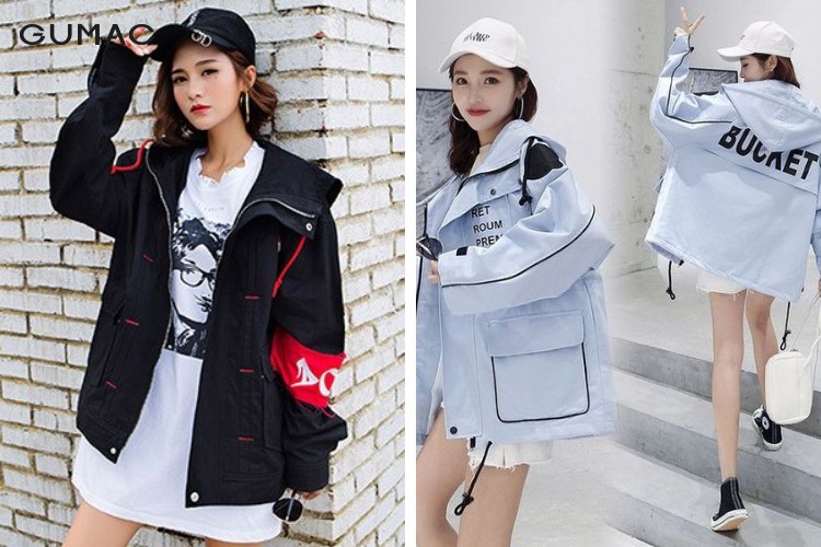 Thời thượng cùng quần short da và áo khoác dù
