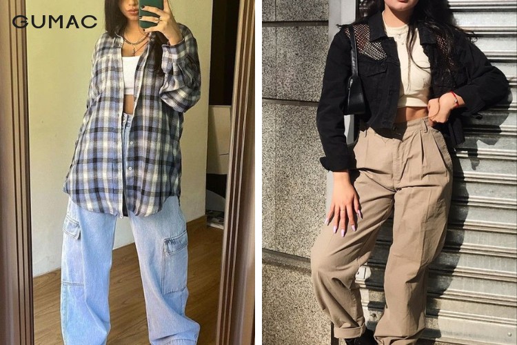 Mix quần baggy với áo sơ mi dành cho nữ mũm mĩm
