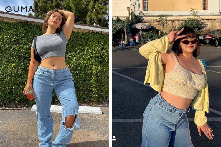 Chọn áo trễ vai mặc cùng quần jeans cho nữ béo