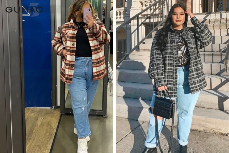 Cách phối đồ với quần jeans cho người mập với áo kẻ sọc
