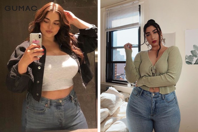 Thời trang quần jeans cho người mập cùng áo thun đơn giản