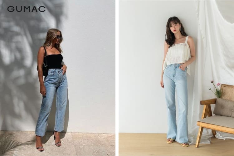áo hai dây và cách phối đồ với quần jean lưng cao