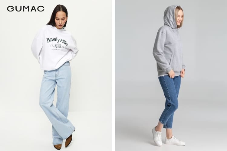 áo hoodie cách phối đồ với quần jean lưng cao