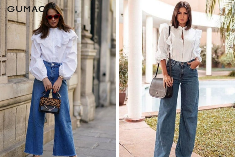 cách phối đồ với quần jean lưng cao áo blouse