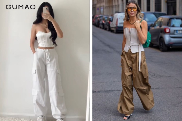 Phối quần túi hộp nữ với áo corset