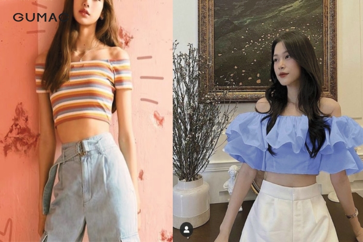 Tạo dáng chụp ảnh nét đáng yêu cùng áo croptop trễ vai
