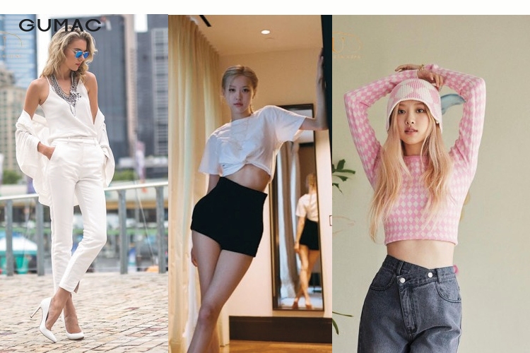 Tạo dáng chụp ảnh vắt chéo chân cùng áo croptop