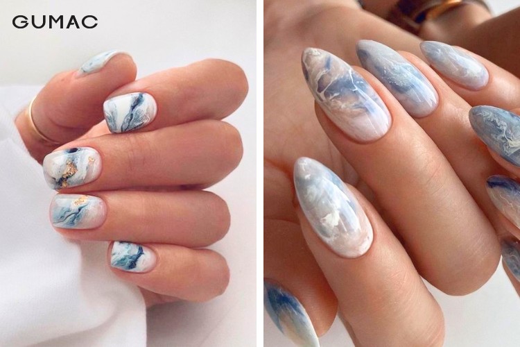 Gam màu nail vân đá nhẹ nhàng