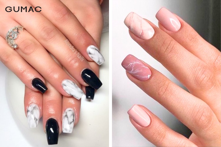 Trực tiếp cách vẽ vân đá trên móng tay.