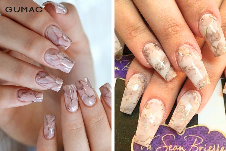  mẫu móng tay vân đá trên nền trắng
