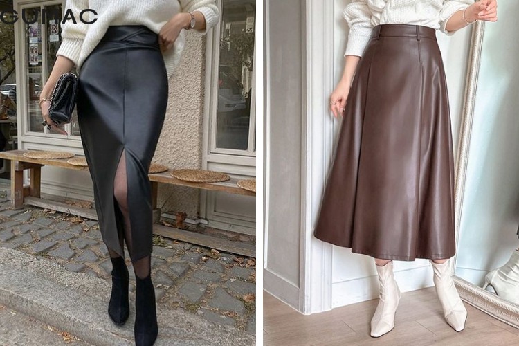 một số lưu ý khi mix đồ với chân váy da