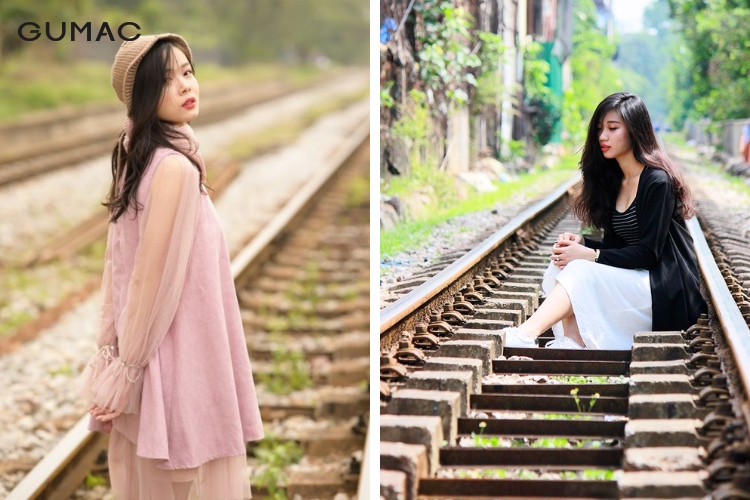 Thả dáng trong ga tàu cùng chân váy mix cardigan