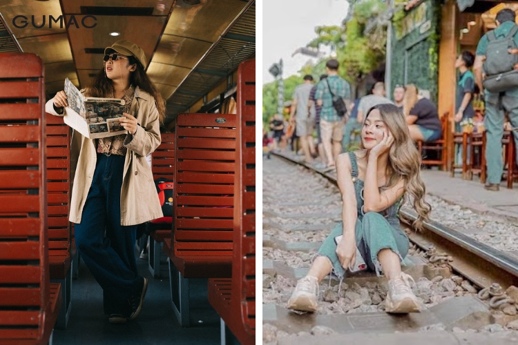Áo sơ mi oversize cùng quần kaki cực bụi
