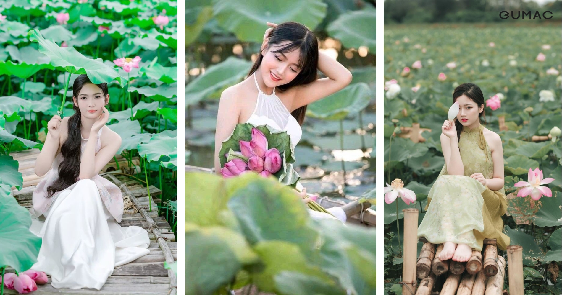kieu concept chup anh nang tho voi hoa sen dep