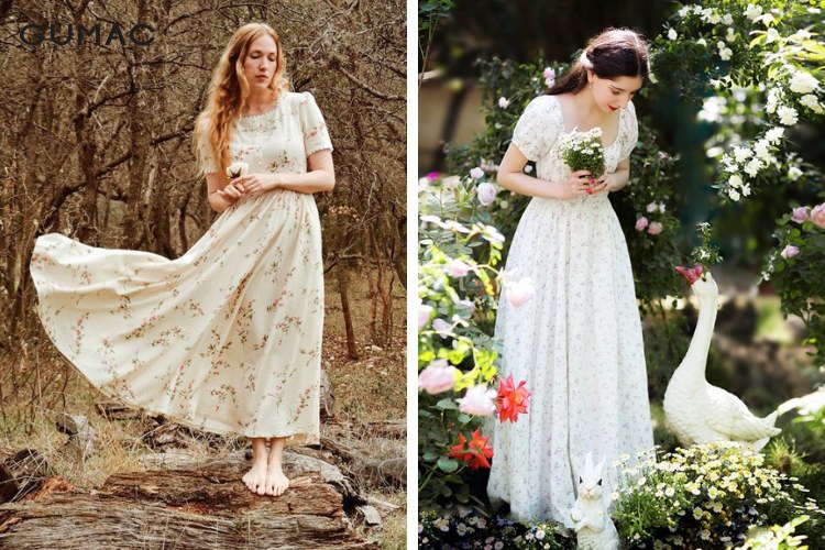 Diện đầm maxi - cottagecore dress