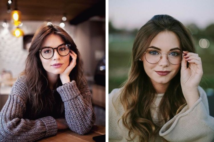 đeo mắt kính hợp với kiểu tóc nào mix tóc mái rẽ ngôi giữa