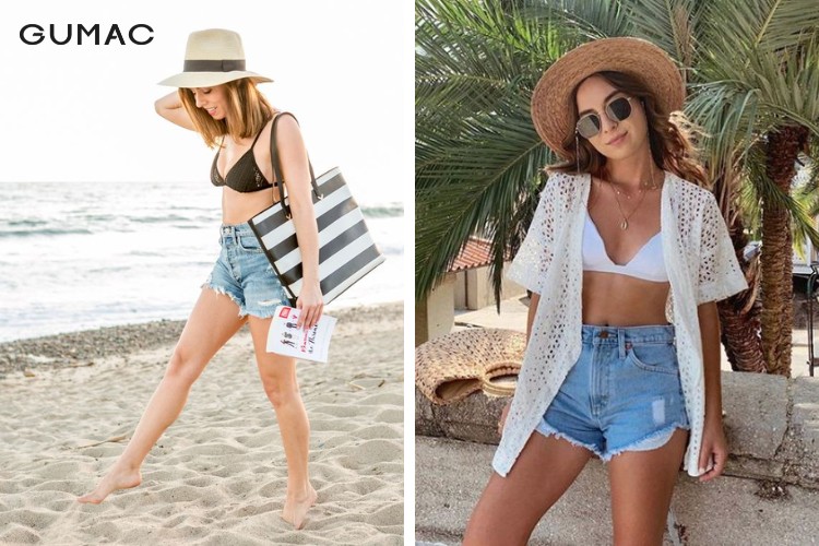Kết hợp đồ bơi và short jeans