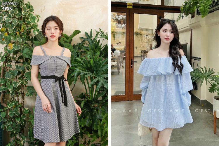 Đầm trễ vai sang chảnh