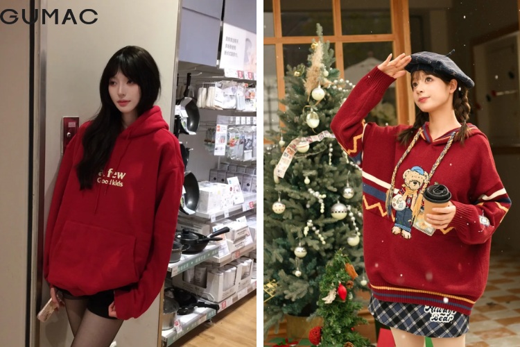 Năng động cả mùa đông với áo hoodie màu đỏ