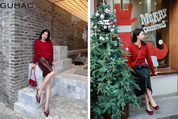 Chân váy da cá tính không thể thiếu mùa Noel